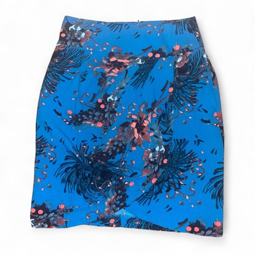 Eva Mendes New York & Company Women's Blue Multicolored Floral Skirt SZ 10